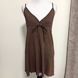 VTG Express Y2K Babydoll Mini Dress S Purple Gold Spaghetti Straps Coquette